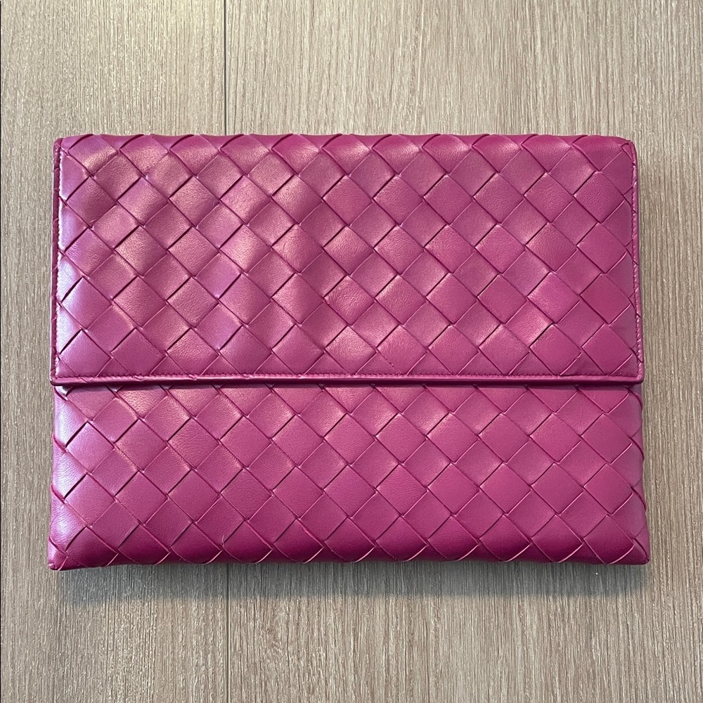 Bottega Veneta Magenta Woven Clutch